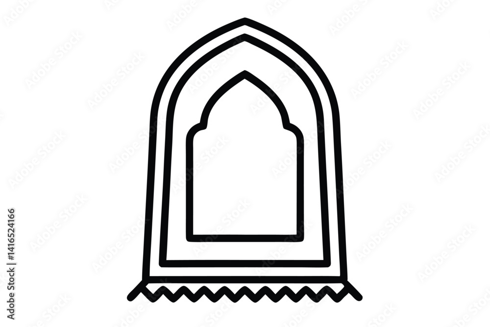 Prayer rug line art vector icon isolated on white background Prayer rug line art vector icon isolated on white background