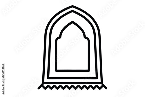 Prayer rug line art vector icon isolated on white background