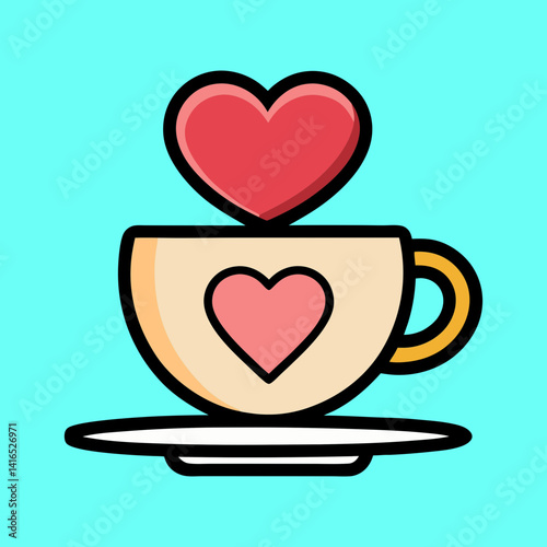 A cute cartoon depiction of awareness vector illustration, Self love theme love served in a hot beverage