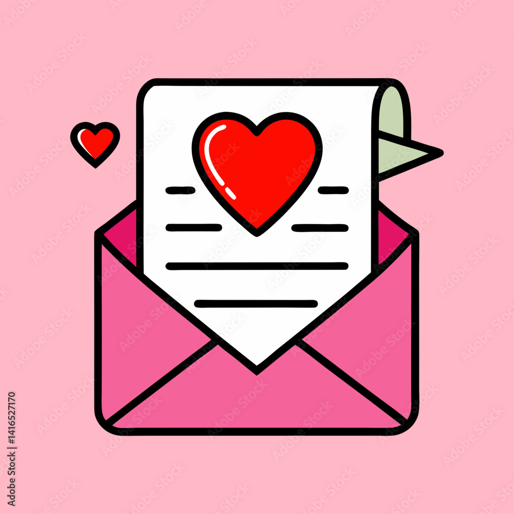 Charming illustration of an envelope with awareness vector illustration, Self love theme a heart letter and a smaller heart Charming illustration of an envelope with awareness vector illustration, Self love theme a heart letter and a smaller heart