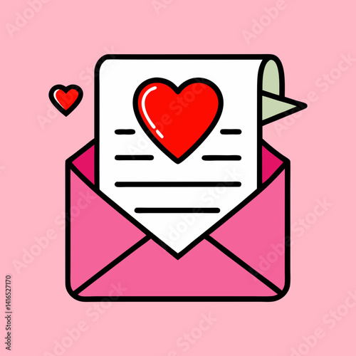 Charming illustration of an envelope with awareness vector illustration, Self love theme a heart letter and a smaller heart