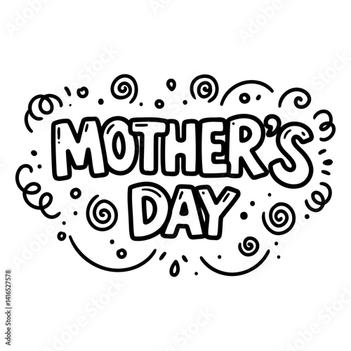 Eye-catching, hand-drawn Mother's Day typography with whimsical design elements. Perfect for greeting cards, social media, or advertising.