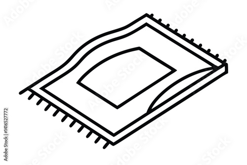 Prayer rug line art vector icon isolated on white background