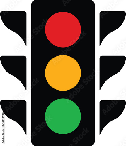 Traffic Light Icon Vector design with Red, Yellow, Green Signal Illustration