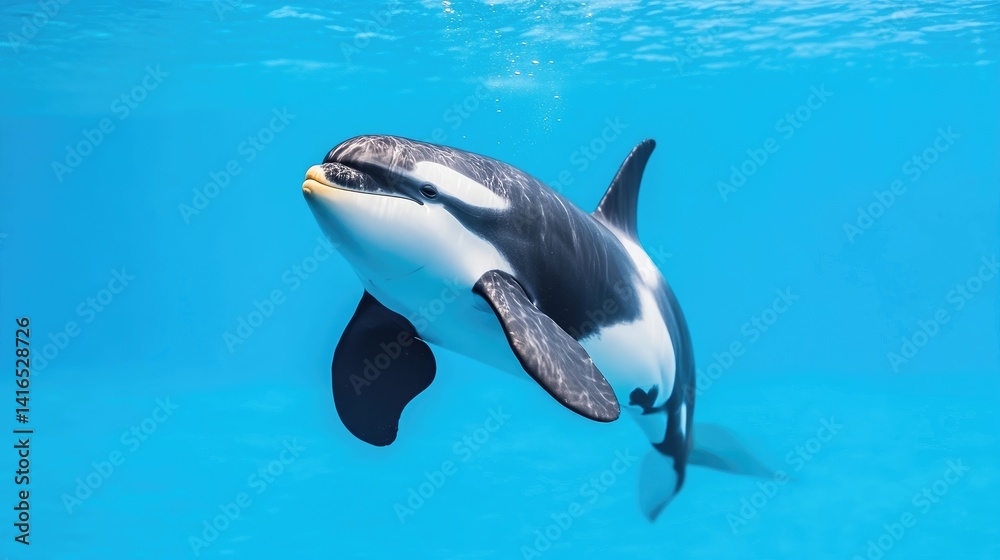 Obraz premium Orca swimming in clear blue water