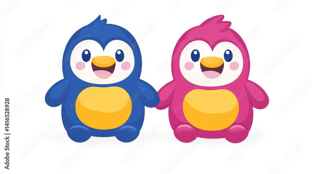 Enchanting penguin pair pixelated cartoon characters holding hands adorable digital art vector illustration joyful companionship perfect for kids design Enchanting penguin pair pixelated cartoon characters holding hands adorable digital art vector illustration joyful companionship perfect for kids design