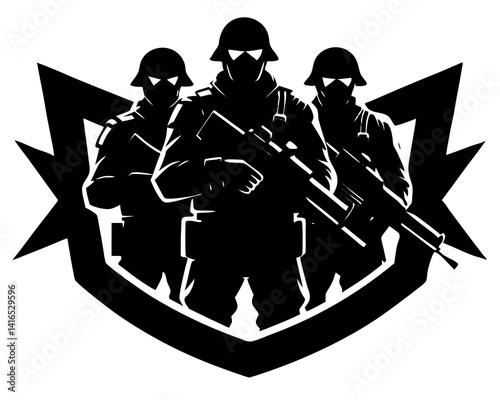 Soldier warrior vector silhouette illustration isolated on white background