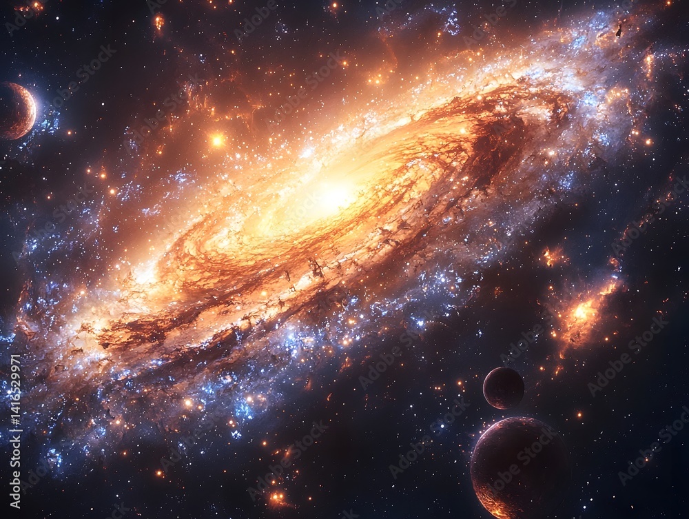 Obraz premium A captivating cosmic tapestry of a swirling galaxy