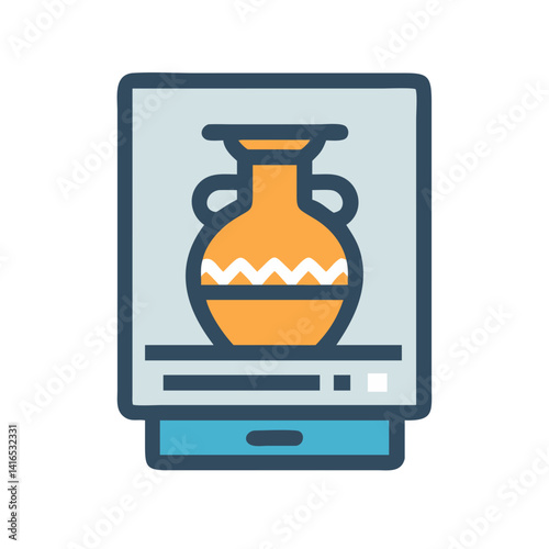 Ancient Ceramic Pot Exhibit Icon Representing Historical Artifacts and Cultural Heritage