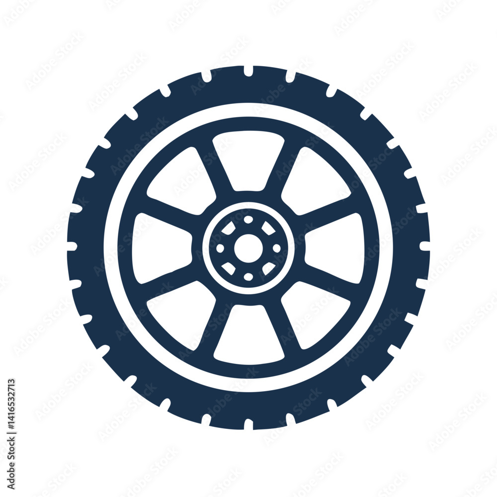 Car Tire Icon Representing Vehicle Wheel and Automotive Performance Car Tire Icon Representing Vehicle Wheel and Automotive Performance