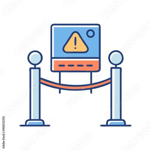 Exhibition Barrier with Sign Icon Representing Display Area and Restricted Access