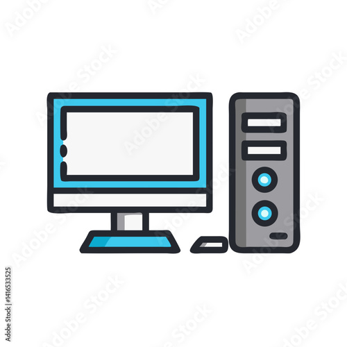 Gaming Monitor and Tower Setup Icon Representing Complete Gaming System and Display