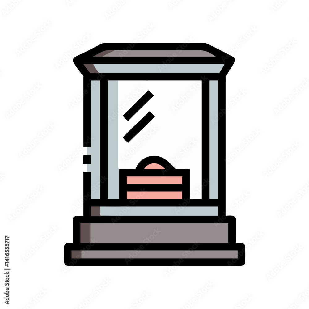 Glass Display Case Exhibit Icon Representing Artifacts and Museum Showcases Glass Display Case Exhibit Icon Representing Artifacts and Museum Showcases