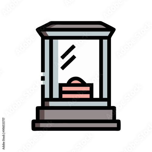 Glass Display Case Exhibit Icon Representing Artifacts and Museum Showcases
