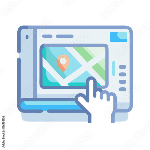 Interactive Virtual Guide Screen Icon Representing Digital Assistance and User Navigation
