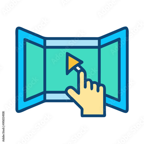 Interactive Virtual Guide Screen Icon Representing Digital Assistance and User Navigation