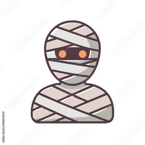 Mummy Wrapped in Bandages Icon Representing Ancient Egypt and Historical Artifacts