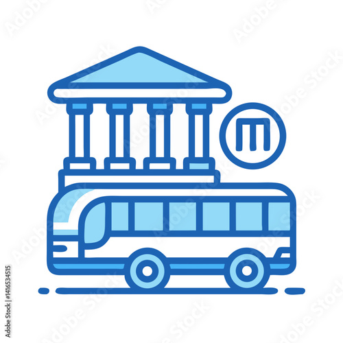 Museum Tour Bus Icon Representing Guided Tours and Cultural Exploration