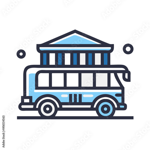 Museum Tour Bus Icon Representing Guided Tours and Cultural Exploration