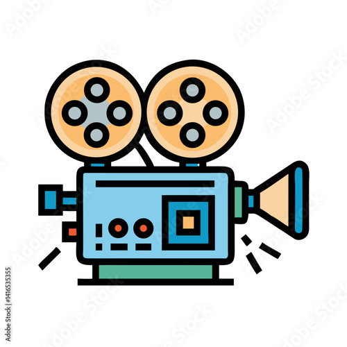 Vintage Film Projector Icon Representing Classic Cinema and Movie Screening