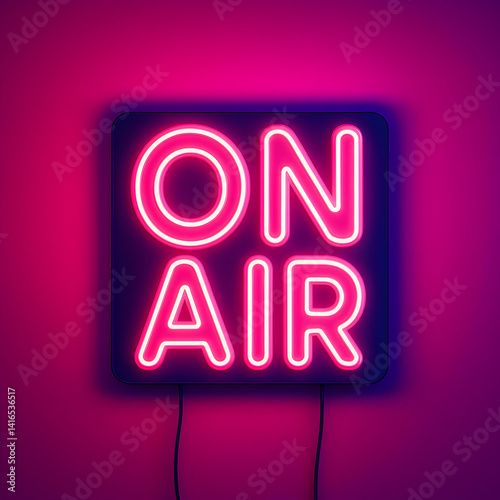 vibrant studio style mockup with ON AIR phrase, stylized and neon typography