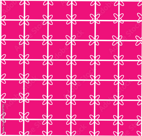 Seamless pink floral pattern with hearts and vintage design