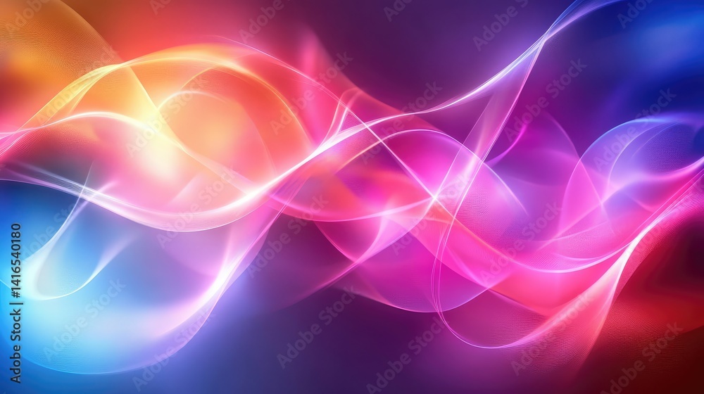 Naklejka premium Gentle ripples of light and color across a calm background, symbolizing the creative energy of imagination with space for copy