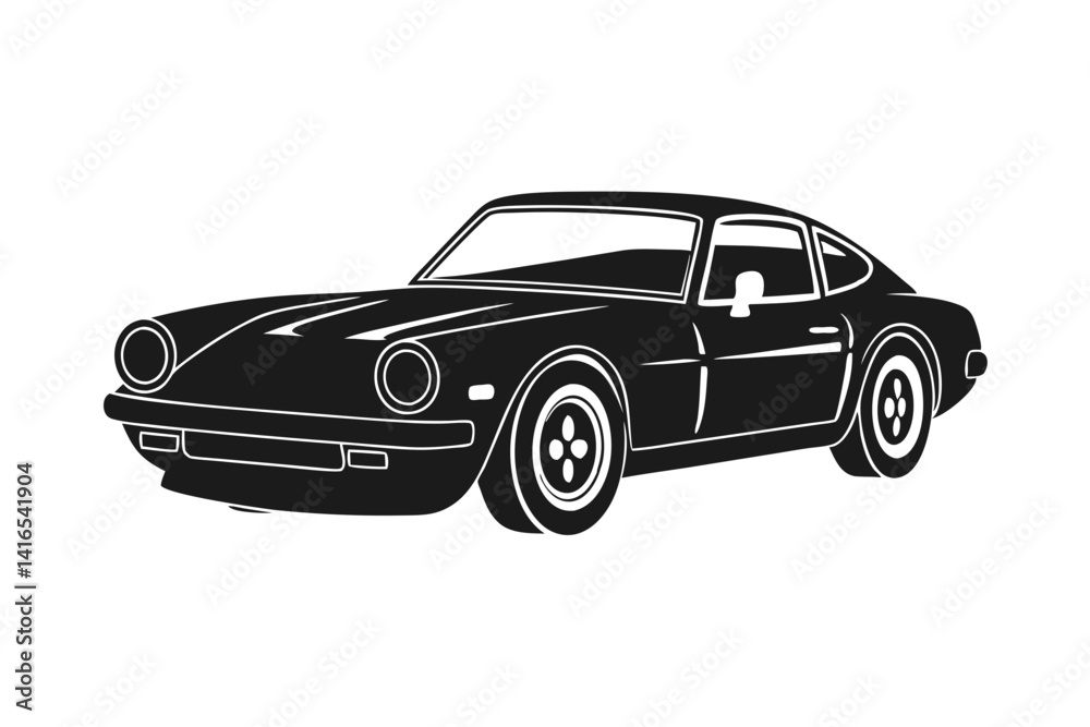 Fototapeta premium vintage sports car vector silhouette illustration isolated on white background