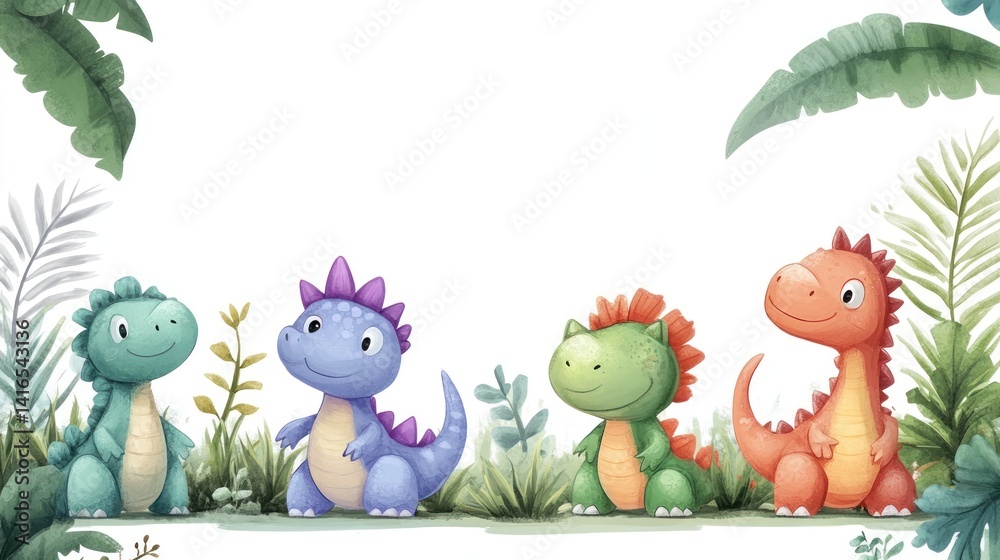 Cute dinosaurs in a lush jungle (18)