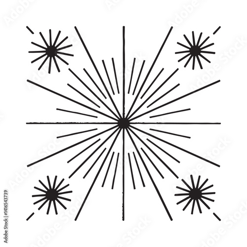 Doodle outlines of the sun Vector drawing of sunbeams Variety of sunbeams  white Background.