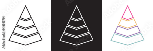 Pyramid  infographic chart icon set. Vector for websites, mobile interfaces, presentations, banner, visual branding etc. Vector illustration. isolated on white and black background. EPS 10