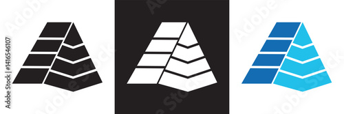 Pyramid  infographic chart icon set. Vector for websites, mobile interfaces, presentations, banner, visual branding etc. Vector illustration. isolated on white and black background. EPS 10