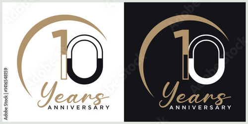 anniversary 10th logotype vector with moon brown and white color for special celebration day