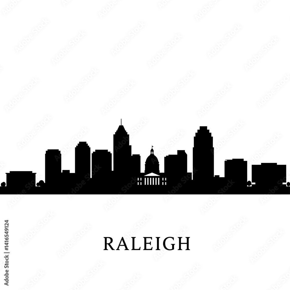 Fototapeta premium Raleigh NC Skyline Silhouette Vector.