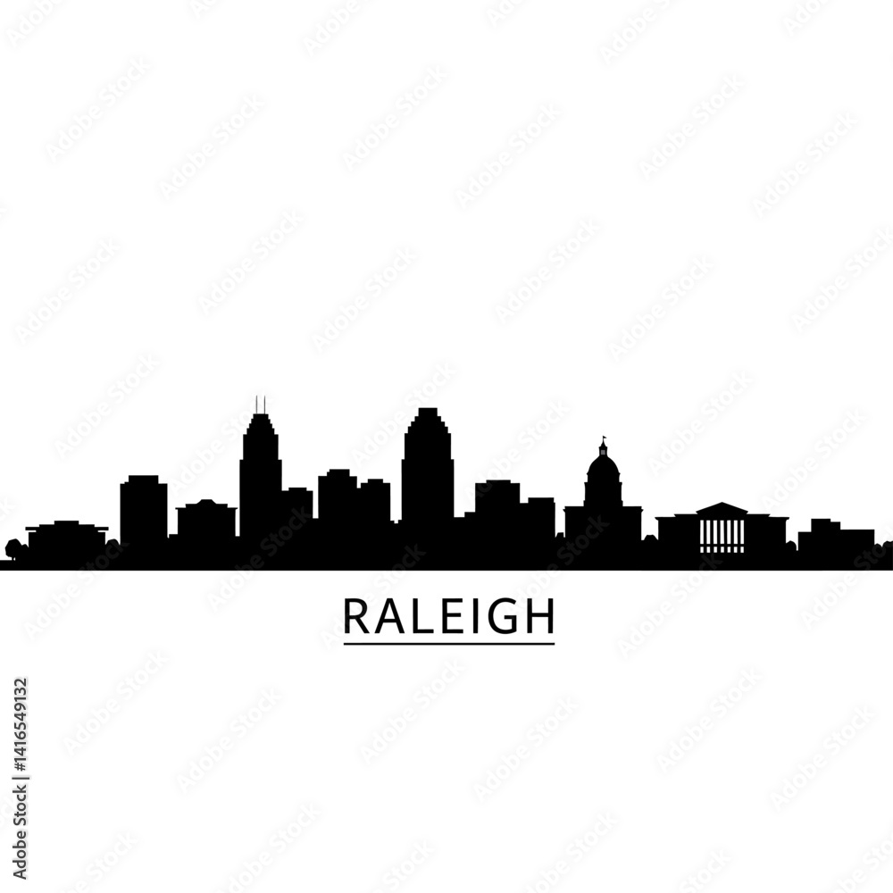 Naklejka premium Raleigh Skyline Silhouette.