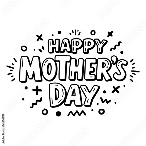 Bold, playful Happy Mother's Day graphic design, perfect for marketing materials or social media posts.  Modern, fun, and easily editable.  Suitable for editorial use.