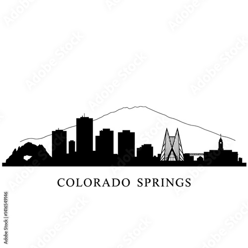 Colorado Springs Skyline with Cityscape Silhouette.