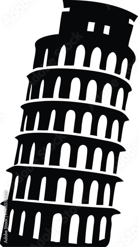 Leaning Tower of Pisa Silhouette