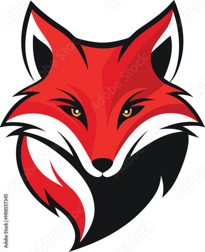 Fox Head Vector Logo – Bold Red and Black Wild Animal Icon Design