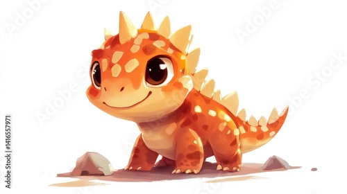 Cute, stylized, prehistoric lizard