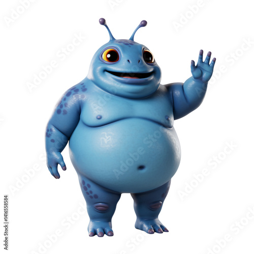 Friendly Cartoon Alien Waving a Hello