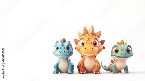 Obraz na płótnie Three cartoon lizards/dragons w salonie