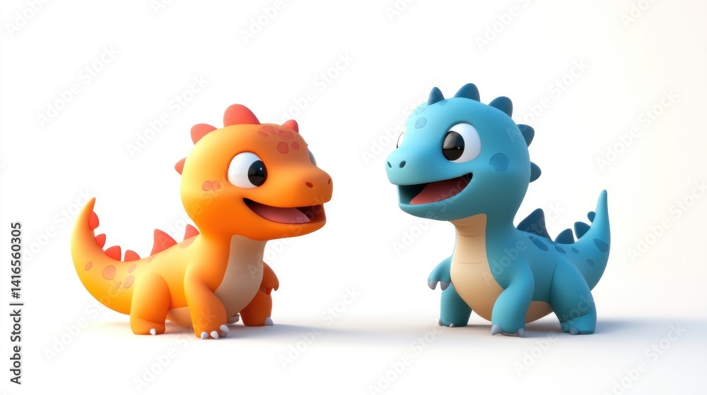 Two friendly cartoon dragons