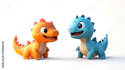 Obraz na płótnie Two friendly cartoon dragons w salonie