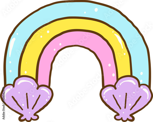 Groovy Summer Thing Colorful Rainbow with Shells Illustration