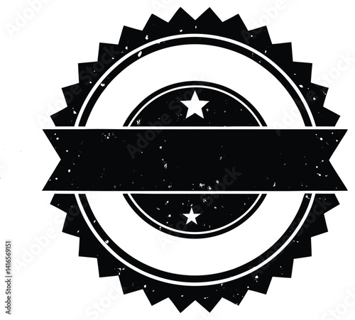 Circular stamp style badge icon with a distressed vintage effect and stars
