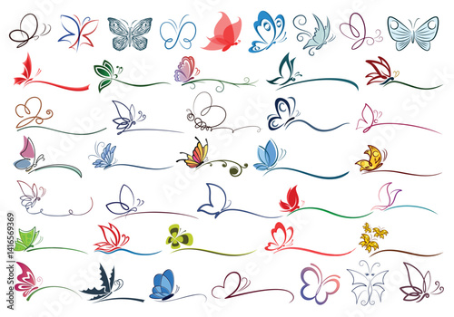 The big set of stylized butterfly symbols.