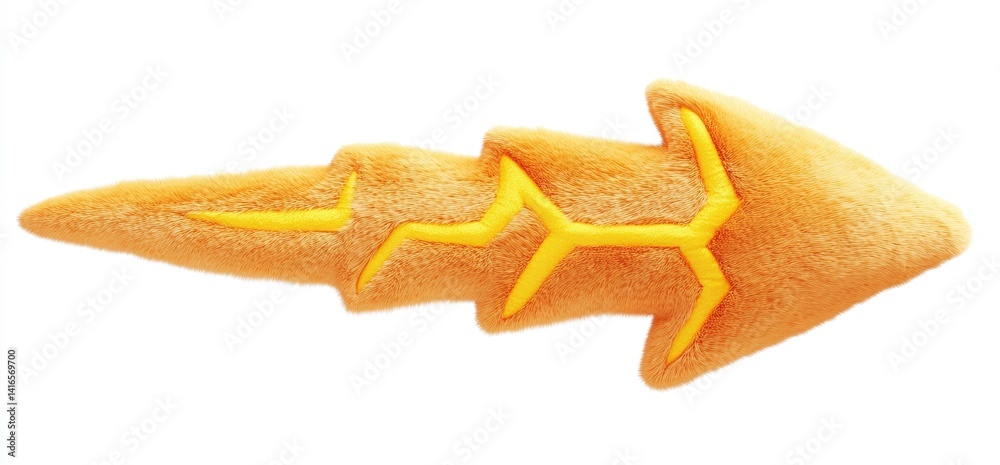 Orange lightning bolt plush toy on white Orange lightning bolt plush toy on white