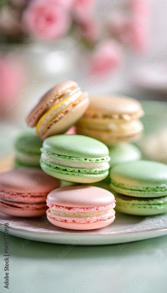 Obraz premium Delightful Treats: A Colorful Array of Gourmet Macarons