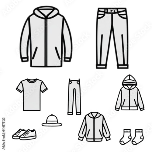 vector illustration of a set of clothes